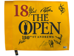 THE OPEN SIGNED 150TH ANNIVERSARY FLAG 7 WINNERS PLAYER FALDO CINK DUVAL (ACG CERT AG17646)-1