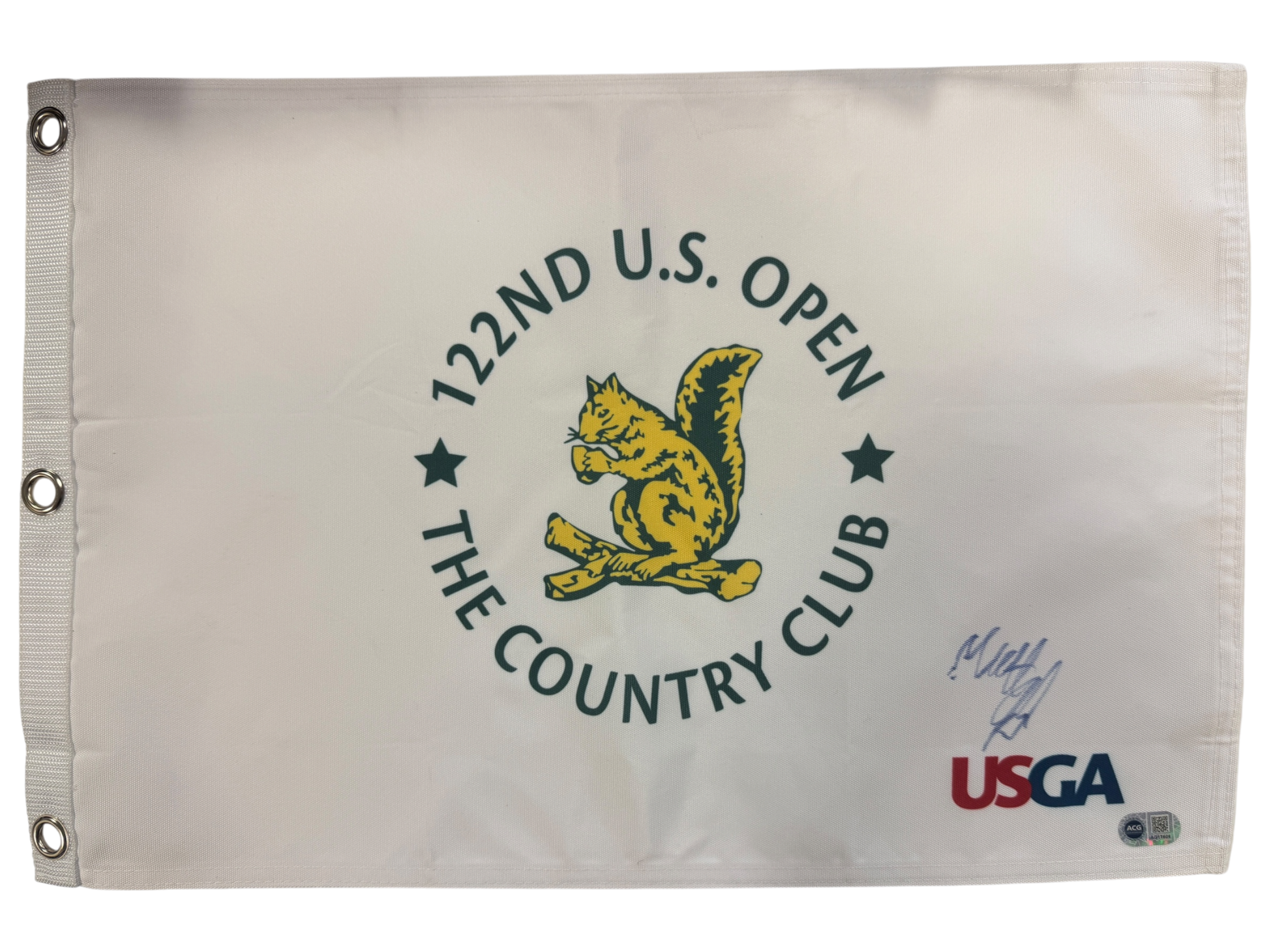 MATT FITZPATRICK SIGNED GOLF US OPEN 2022 WIN PIN FLAG (ACG CERT AG17606)-1