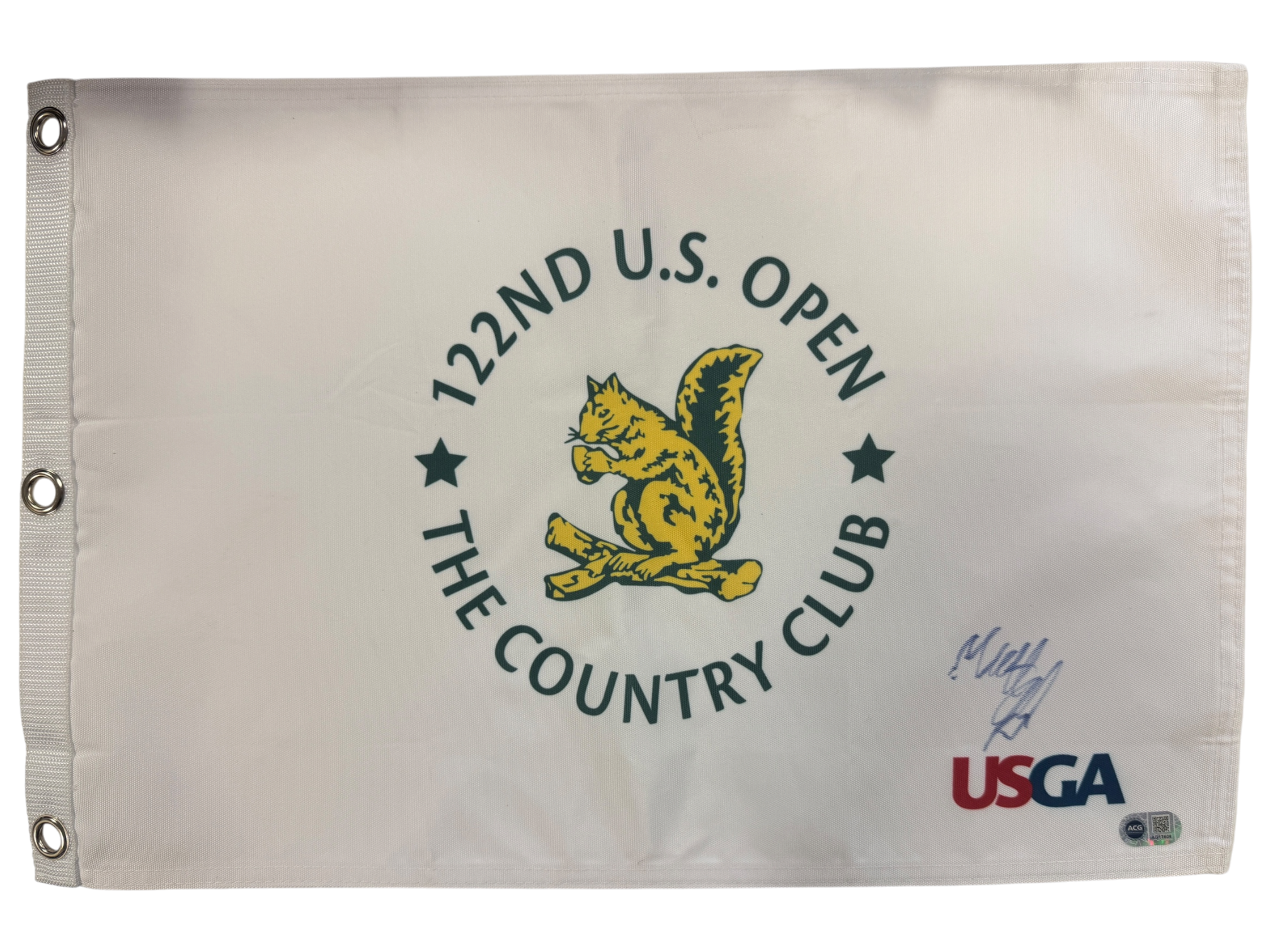 MATT FITZPATRICK SIGNED GOLF US OPEN 2022 WIN PIN FLAG (ACG CERT AG17606)