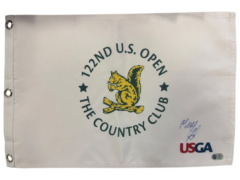 MATT FITZPATRICK SIGNED GOLF US OPEN 2022 WIN PIN FLAG (ACG CERT AG17606)-1