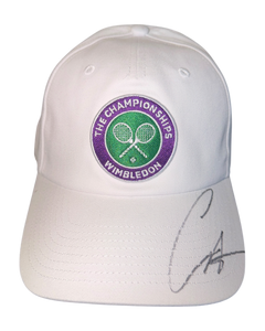 CARLOS ALCARAZ SIGNED WHITE WIMBLEDON CHAMPION TENNIS CAP (ACG CERT AG17607)-1