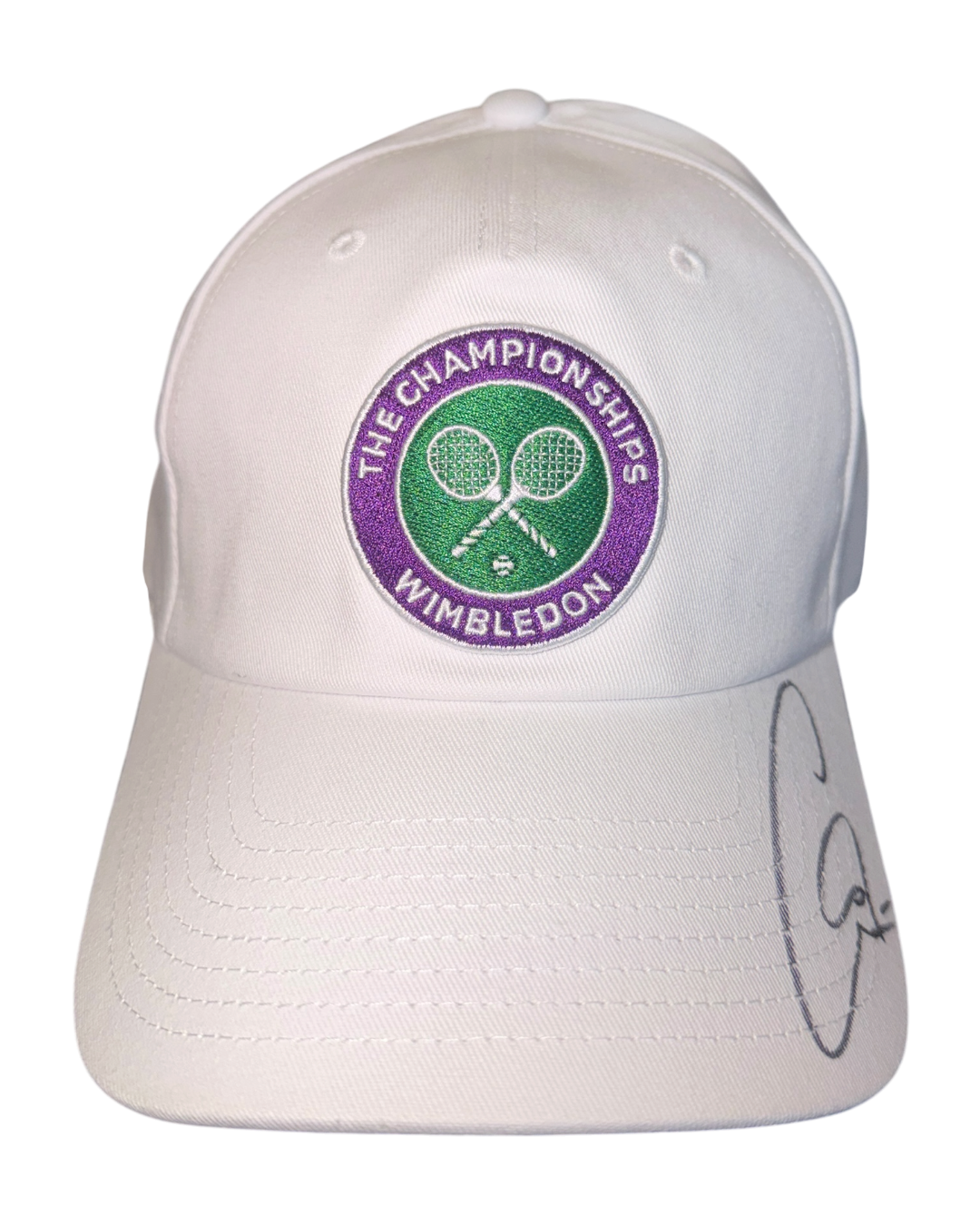CARLOS ALCARAZ SIGNED WHITE WIMBLEDON TENNIS CAP (ACG CERT AG17610)