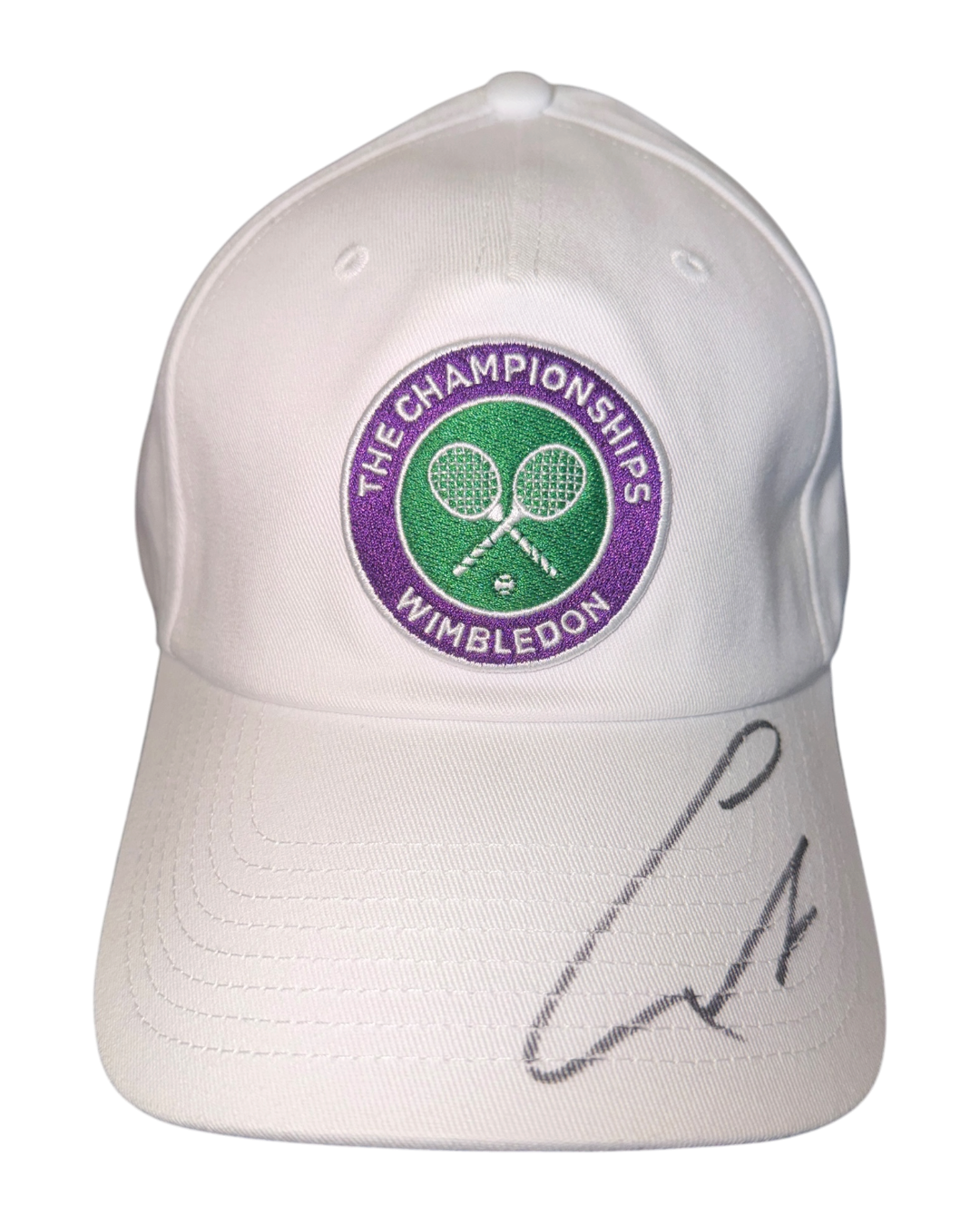 CARLOS ALCARAZ SIGNED WHITE WIMBLEDON TENNIS CAP (ACG CERT AG17609)-1
