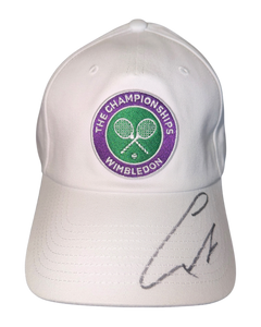 CARLOS ALCARAZ SIGNED WHITE WIMBLEDON TENNIS CAP (ACG CERT AG17609)-1
