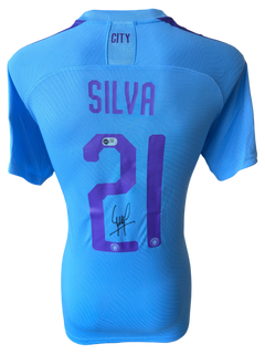 DAVID SILVA SIGNED MANCHESTER CITY 2019/20 HOME UCL SHIRT (ACG CERT AG136166)-1