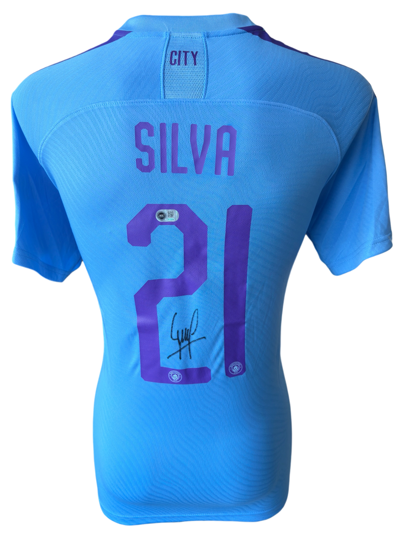 DAVID SILVA SIGNED MANCHESTER CITY 2019/20 HOME UCL SHIRT (ACG CERT AG136166)-1