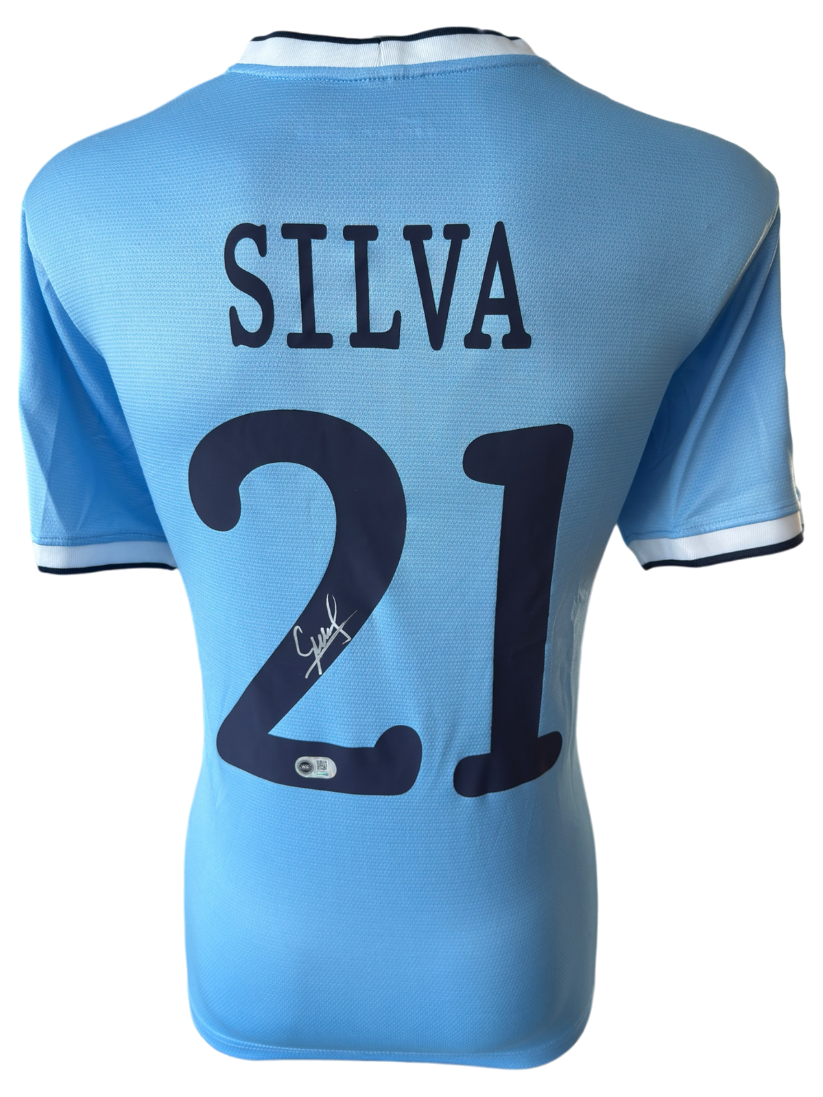 DAVID SILVA SIGNED MANCHESTER CITY 2013/14 HOME UCL SHIRT (ACG CERT AG136169)-1