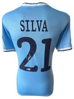 DAVID SILVA SIGNED MANCHESTER CITY 2013/14 HOME UCL SHIRT (ACG CERT AG136169)-1