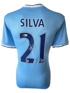 DAVID SILVA SIGNED MANCHESTER CITY 2013/14 HOME SHIRT (ACG CERT AG136170)-1