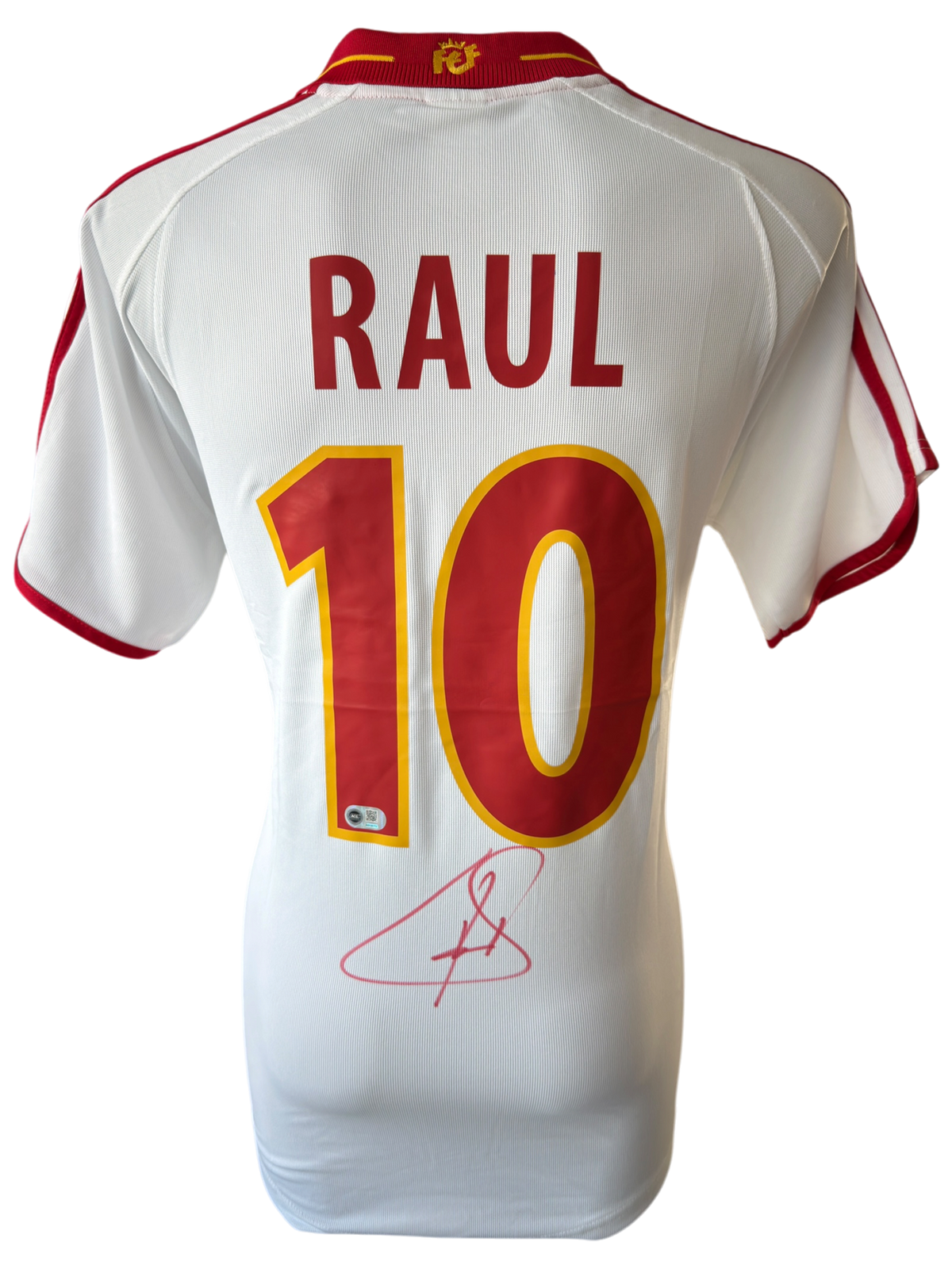 RAUL SIGNED SPAIN 2000/02 AWAY SHIRT (ACG CERT AG136172)