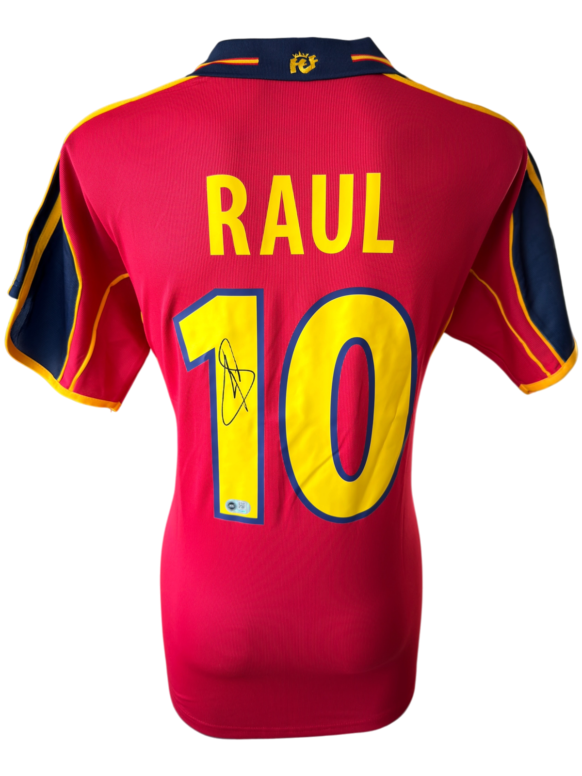 RAUL SIGNED SPAIN 2000/02 HOME SHIRT (ACG CERT AG136173)