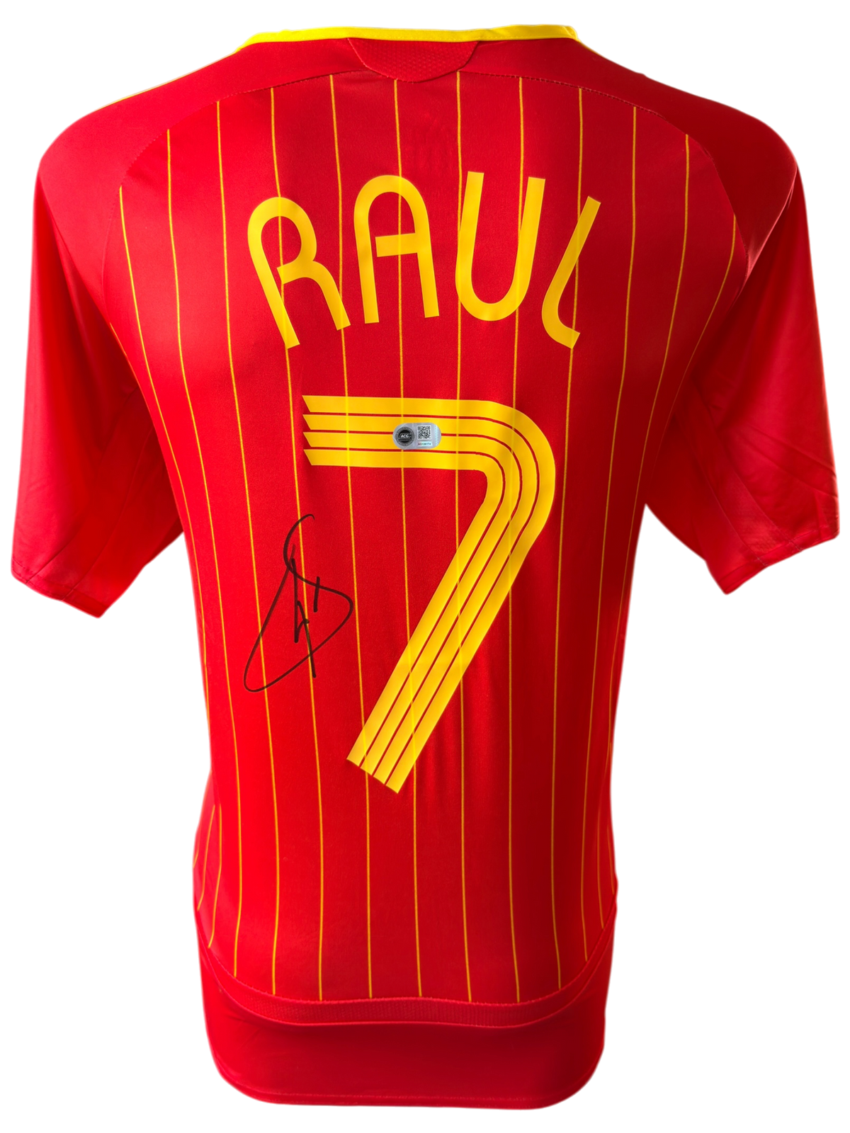RAUL SIGNED SPAIN 2006/08 HOME SHIRT (ACG CERT AG136174)