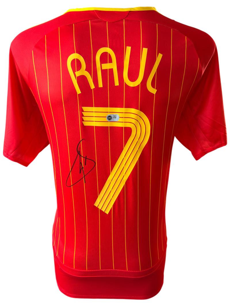 RAUL SIGNED SPAIN 2006/08 HOME SHIRT (ACG CERT AG136174)-1