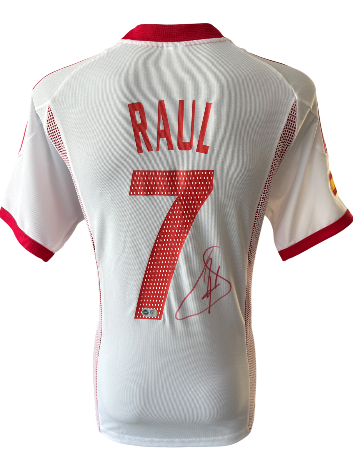 RAUL SIGNED SPAIN 2002/04 AWAY SHIRT (ACG CERT AG136177)
