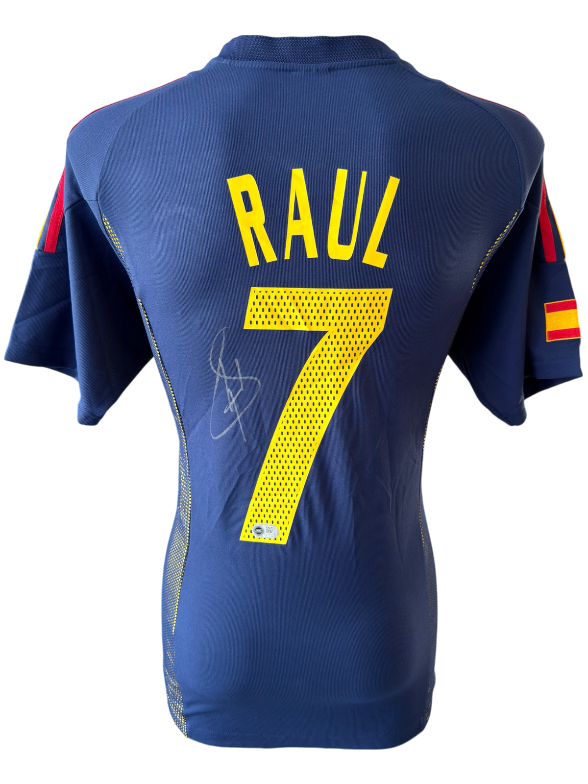 RAUL SIGNED SPAIN 2002/04 THIRD SHIRT (ACG CERT AG136178)