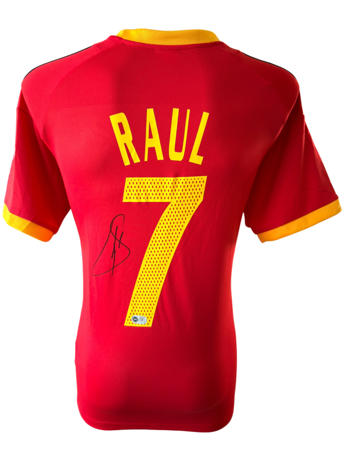 RAUL SIGNED SPAIN 2002/04 HOME SHIRT (ACG CERT AG136179)