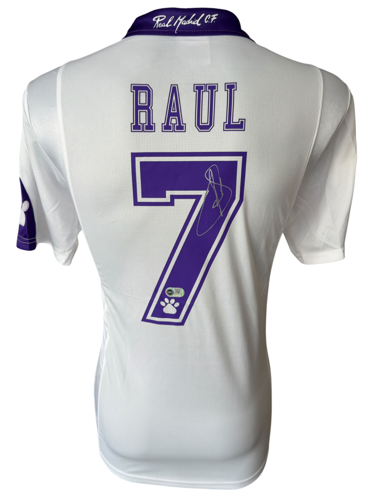 RAUL SIGNED REAL MADRID 1997/98 UCL FINAL HOME SHIRT (ACG CERT AG136195)