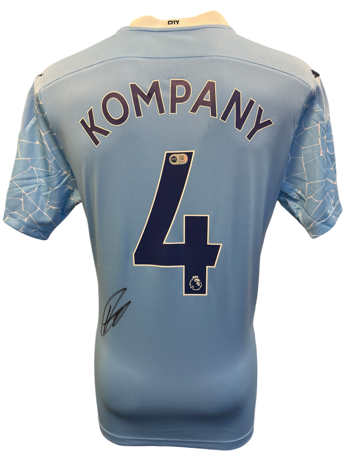 VINCENT KOMPANY SIGNED MANCHESTER CITY 2020/21 HOME SHIRT (ACG CERT AG19436)