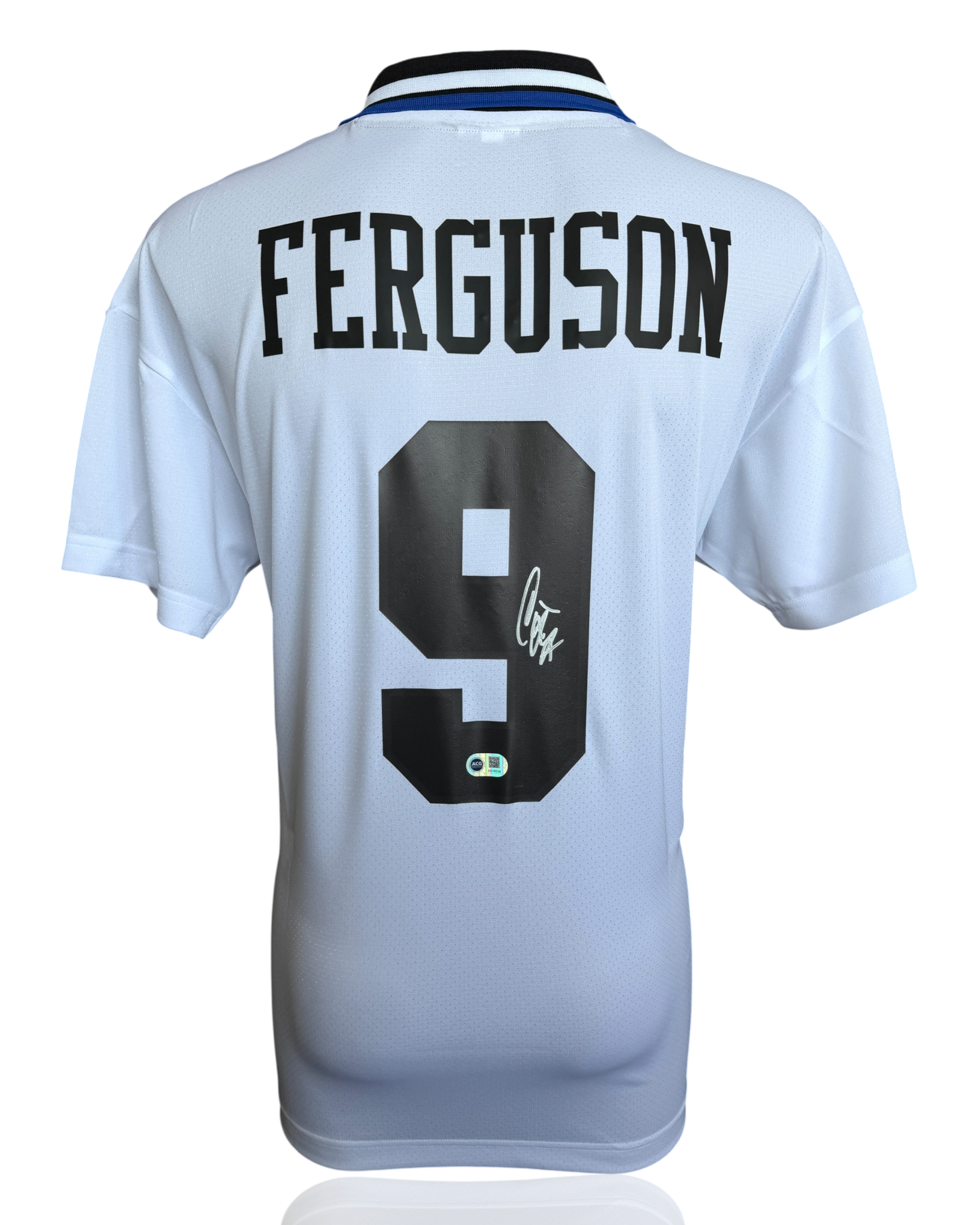 DUNCAN FERGUSON SIGNED EVERTON FC 1995 AWAY SHIRT (ACG CERT AG19035)