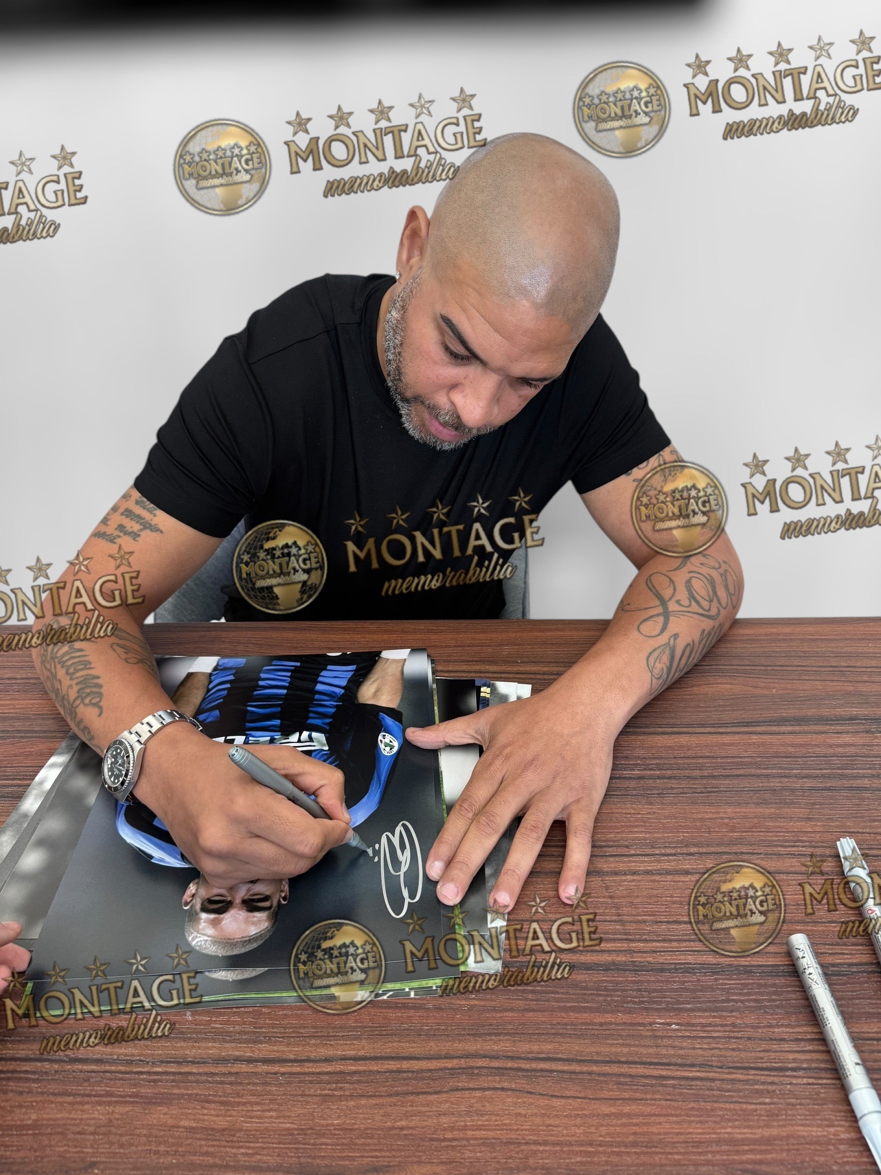 ADRIANO SIGNED INTER MILAN LEGEND 14x11 PHOTO (ACG CERT AG17318)