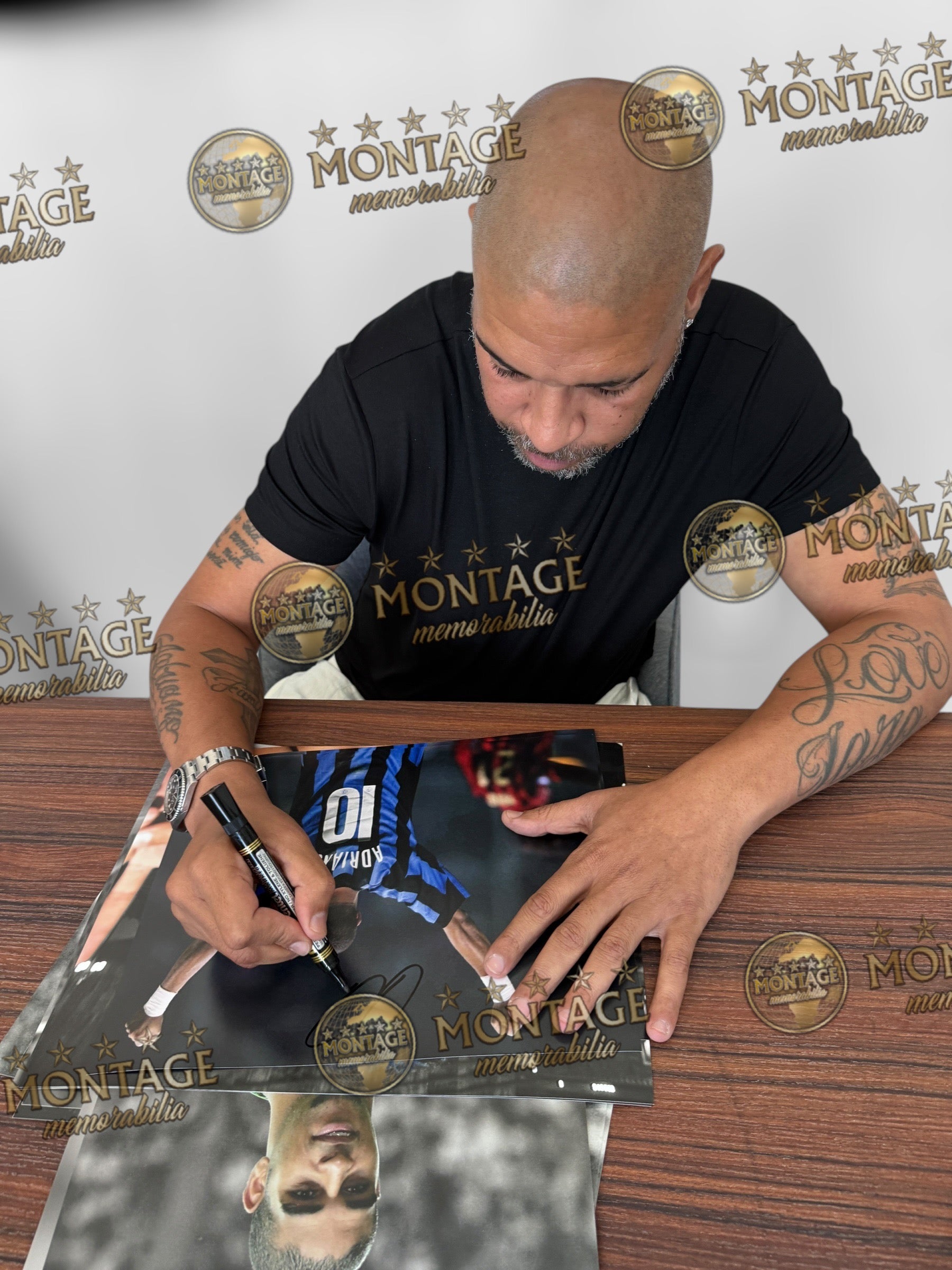 ADRIANO SIGNED INTER MILAN LEGEND 14x11 PHOTO (ACG CERT AG17320)