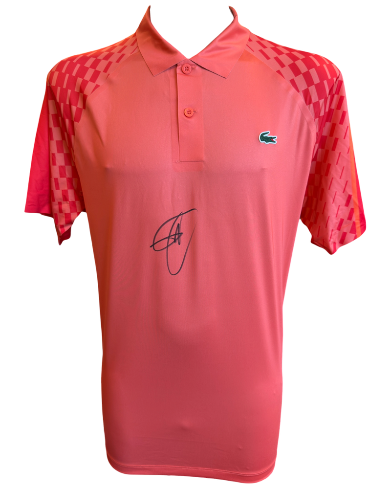 NOVAK DJOKOVIC SIGNED LACOSTE RED AUSTRALIAN OPEN POLO SHIRT (ACG CERT AG19137)-1