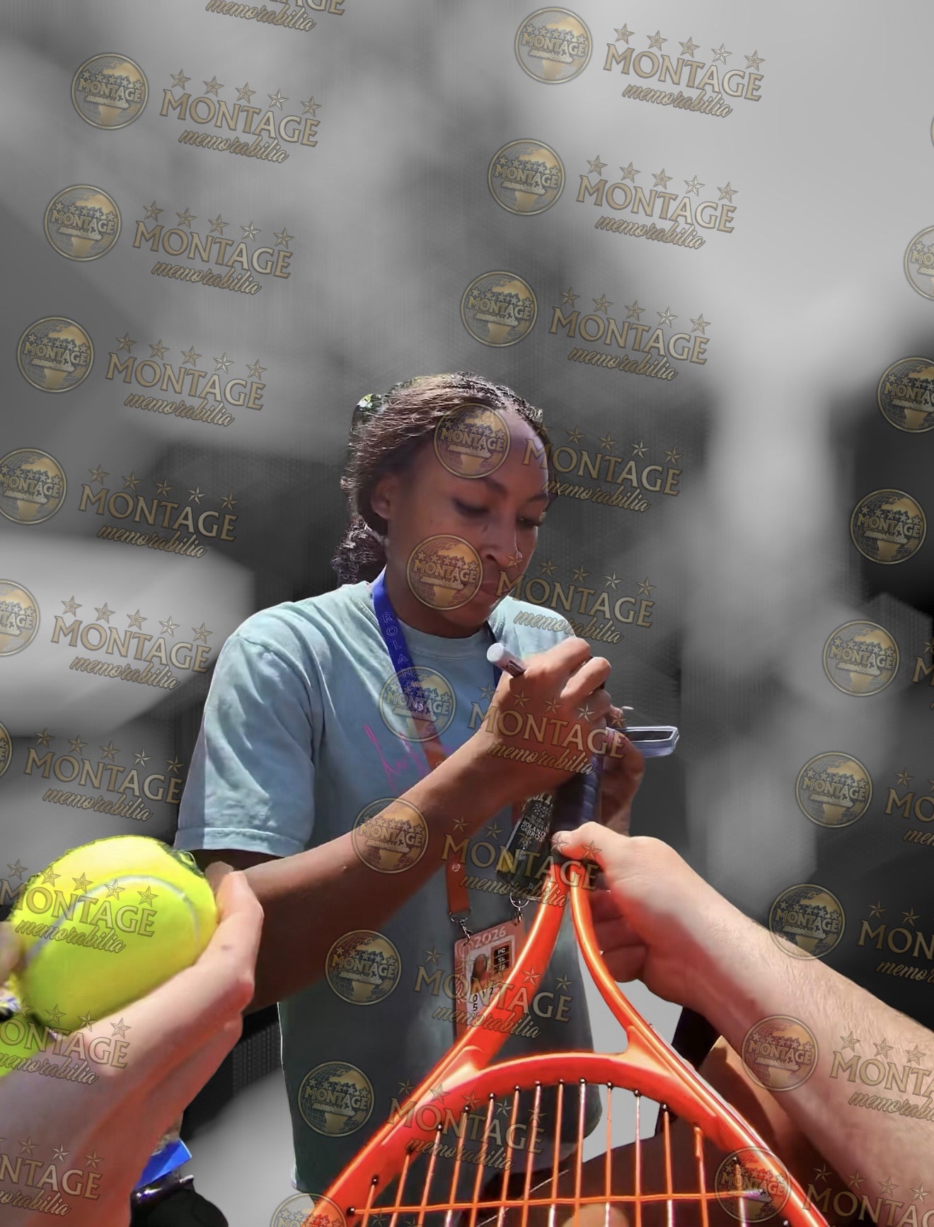 COCO GAUFF SIGNED RED HEAD ATTITUDE TENNIS RACKET (ACG CERT AG19131)