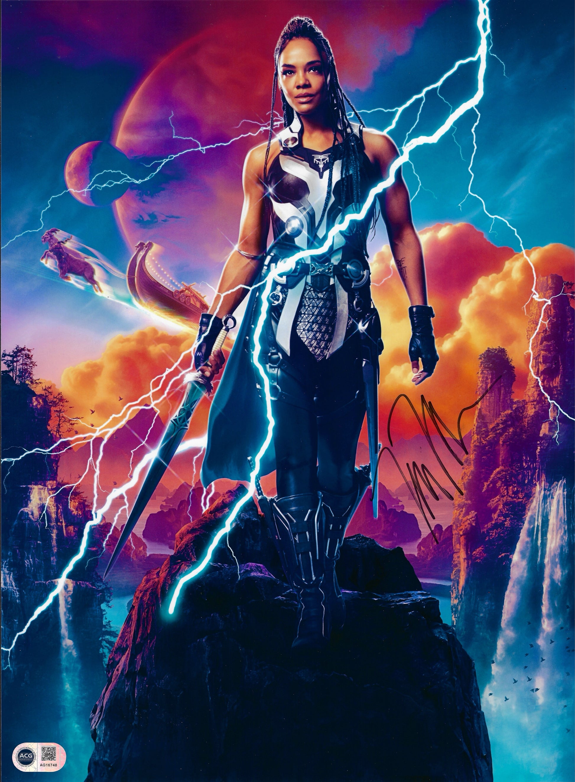 TESSA THOMPSON SIGNED VALKYRIE THOR RAGNAROK 16x12 PHOTO (ACG CERT AG16748)-1