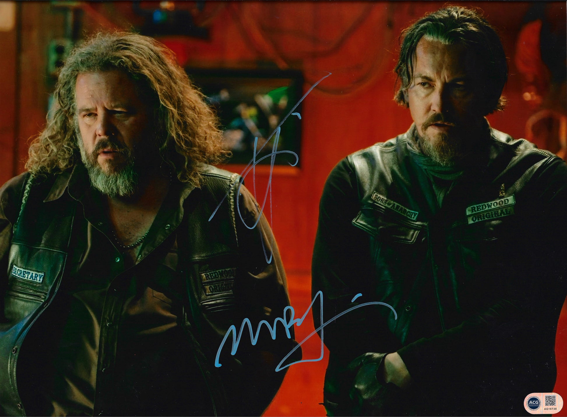 TOMMY FLANAGAN & MARK BOONE JUNIOR SIGNED SONS OF ANARCHY 16x12 PHOTO (ACG CERT AG16735)-1