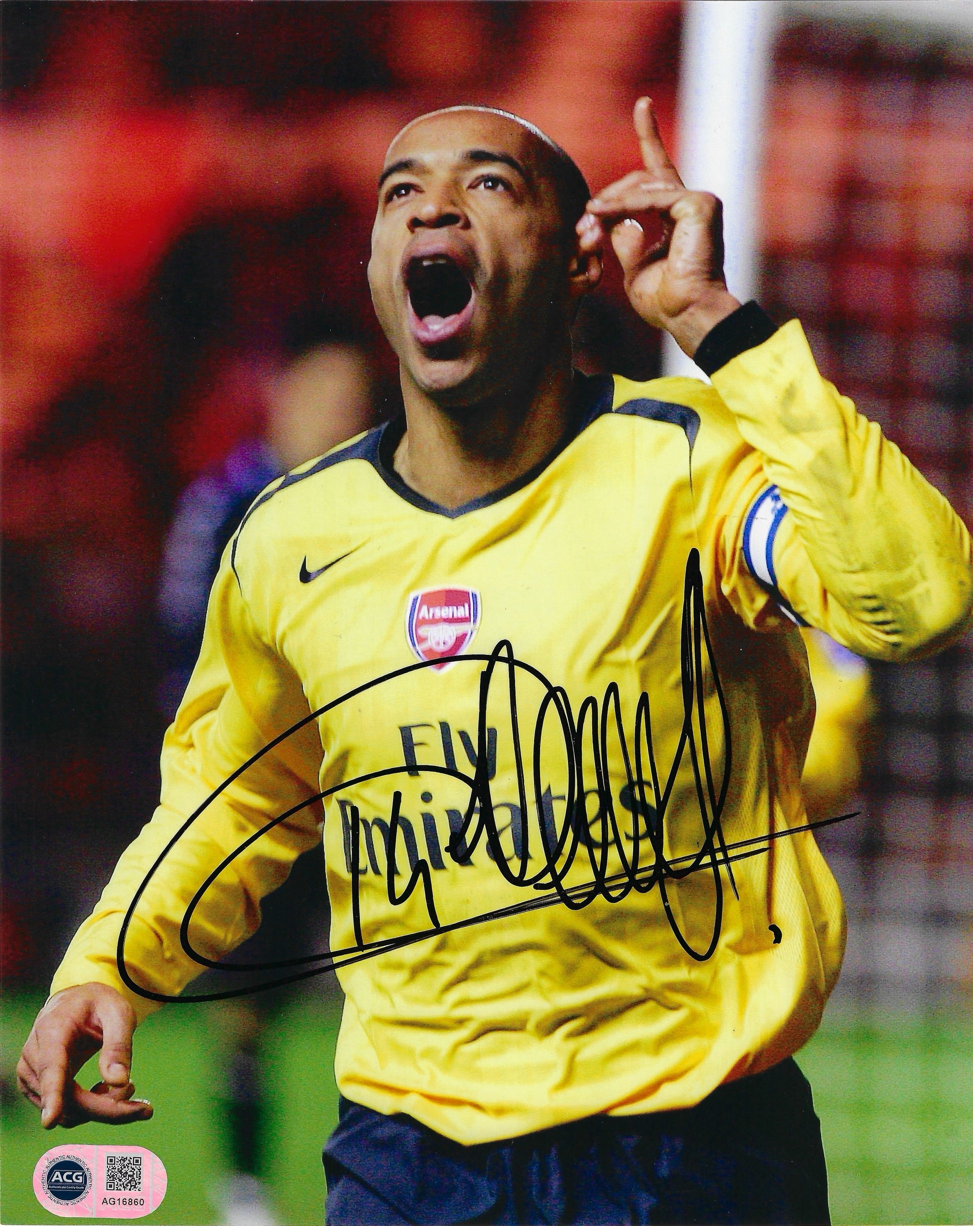 THIERRY HENRY SIGNED ARSENAL FC GOAL 10X8 PHOTO (ACG CERT AG16860)-1