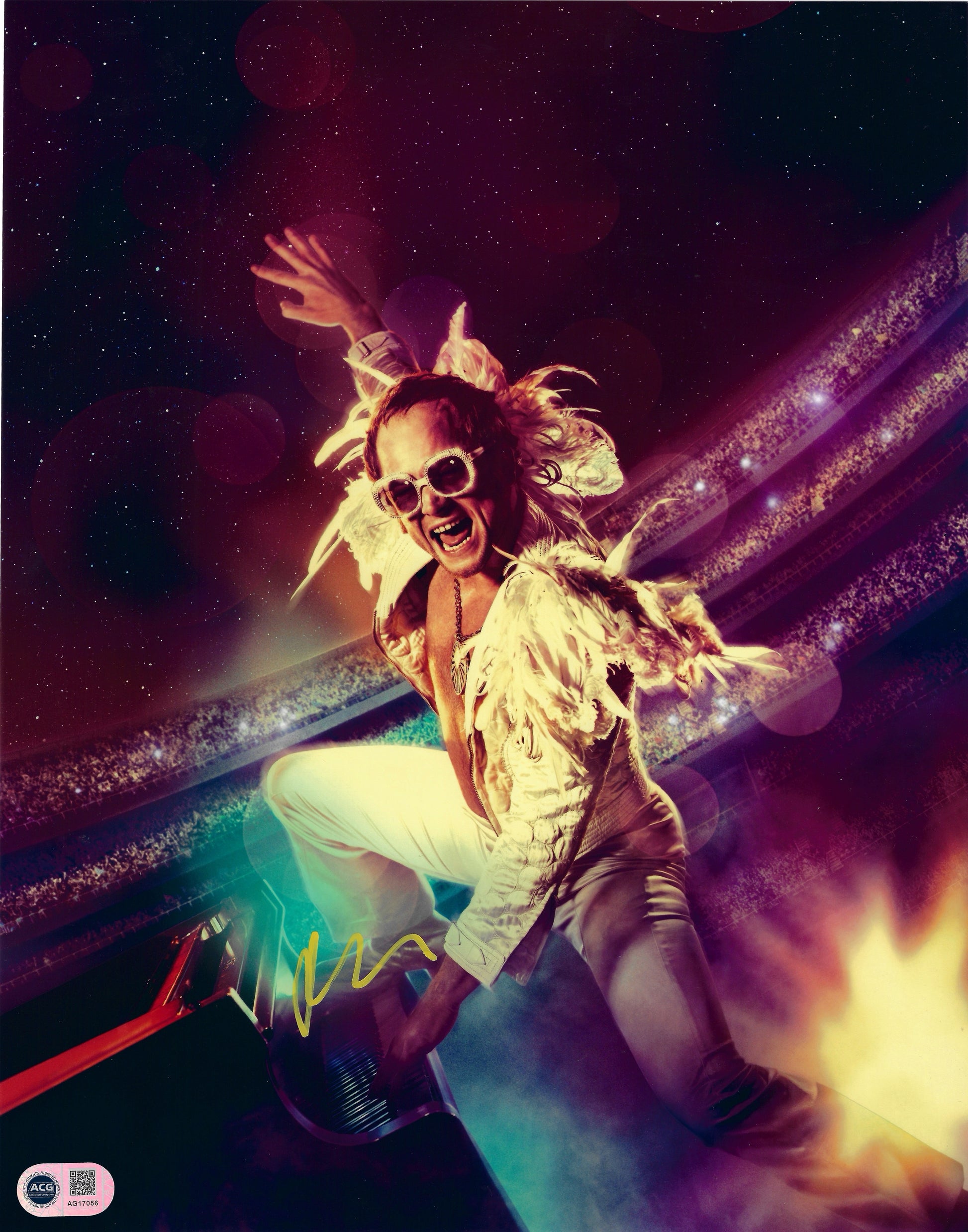 TARON EGERTON SIGNED ROCKETMAN ELTON JOHN 14x11 PHOTO (ACG CERT AG17056)-1
