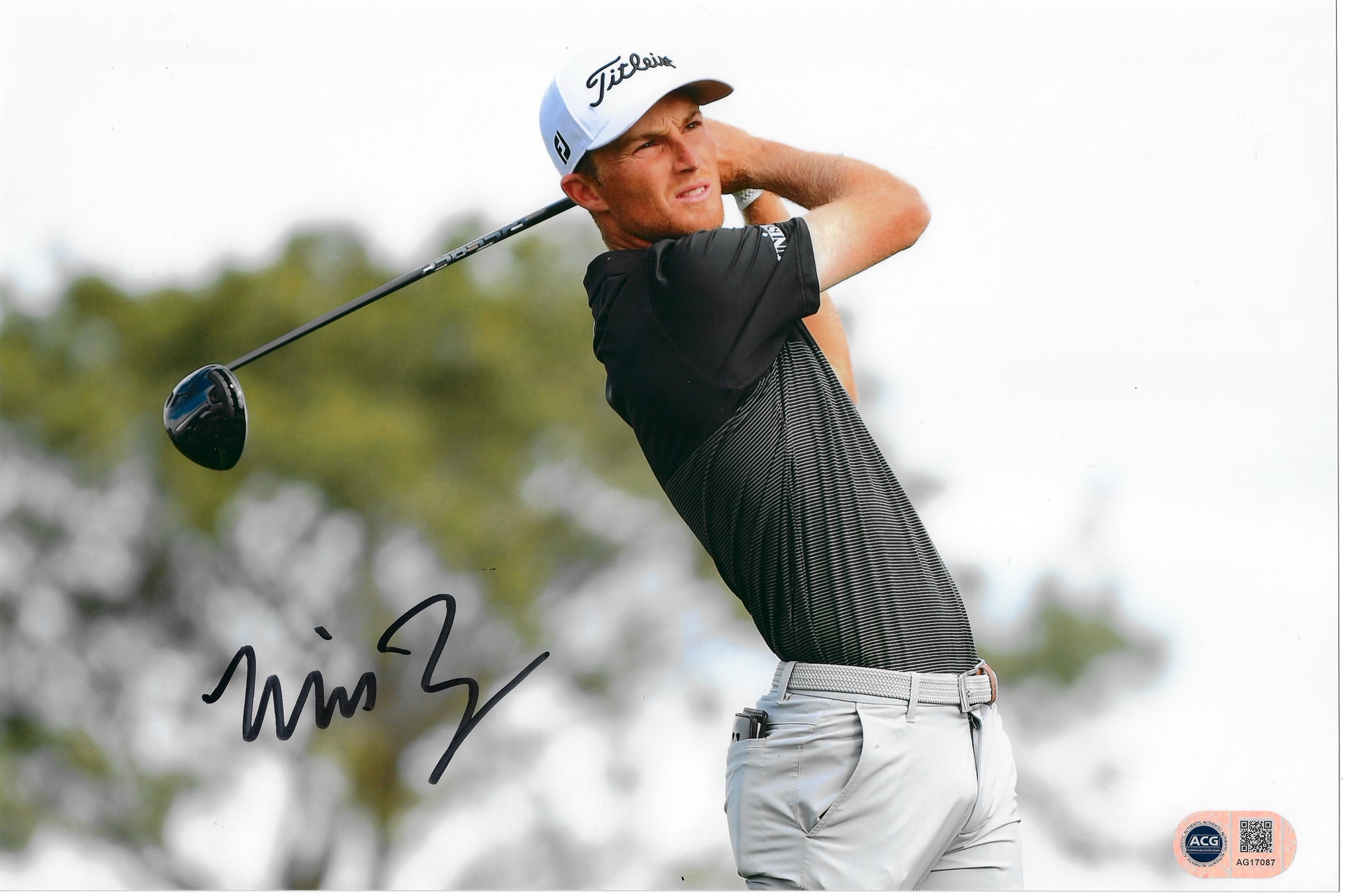 WILL ZALATORIS SIGNED 12X8 PGA TOUR GOLF PHOTO (ACG CERT AG17087)-1