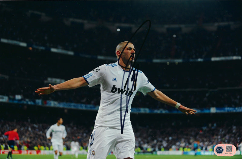 KARIM BENZEMA SIGNED REAL MADRID 12x8 PHOTO (ACG CERT AG17046)-1