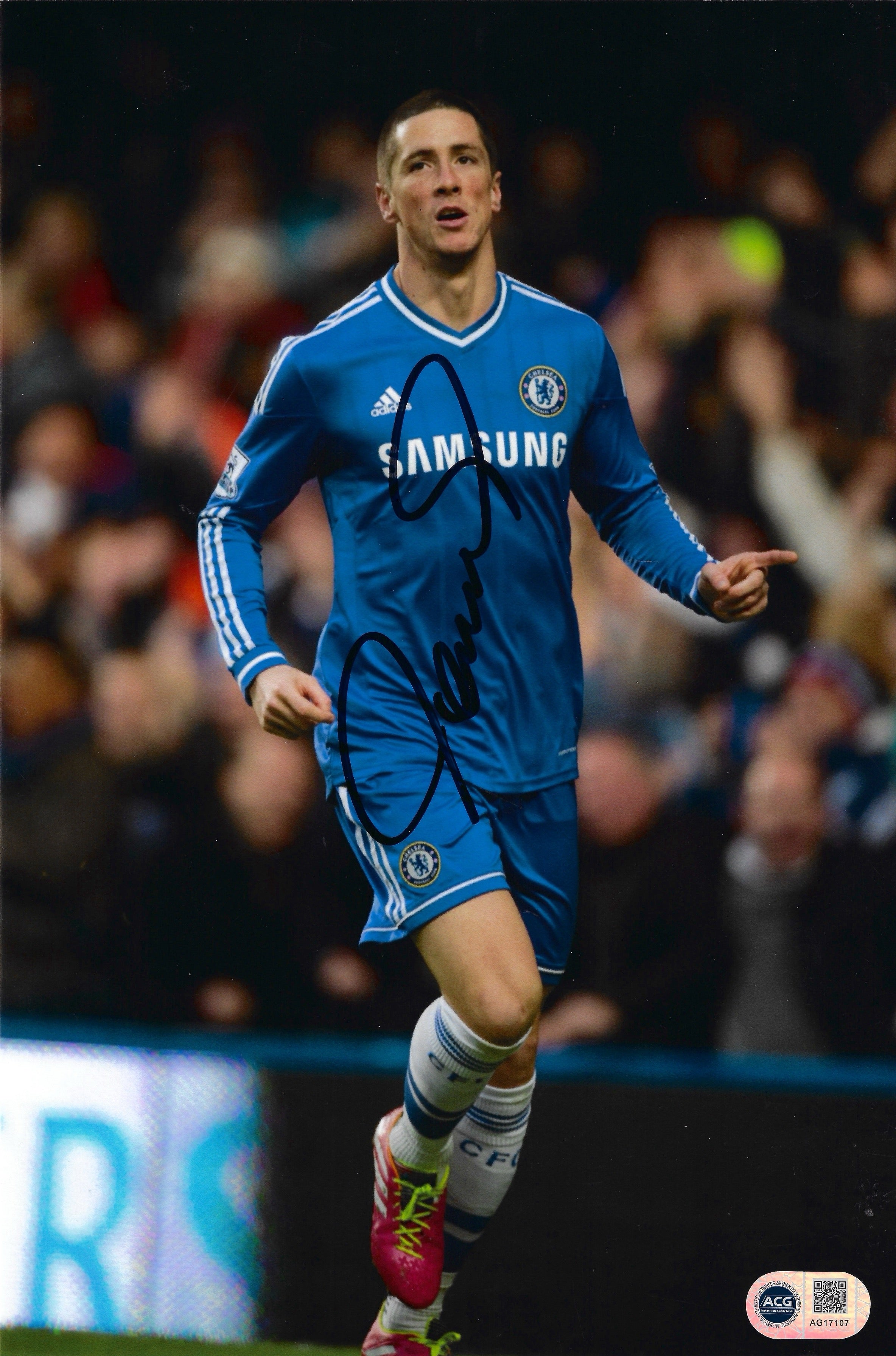 FERNANDO TORRES SIGNED CHELSEA 12x8 PHOTO (ACG CERT AG17107)