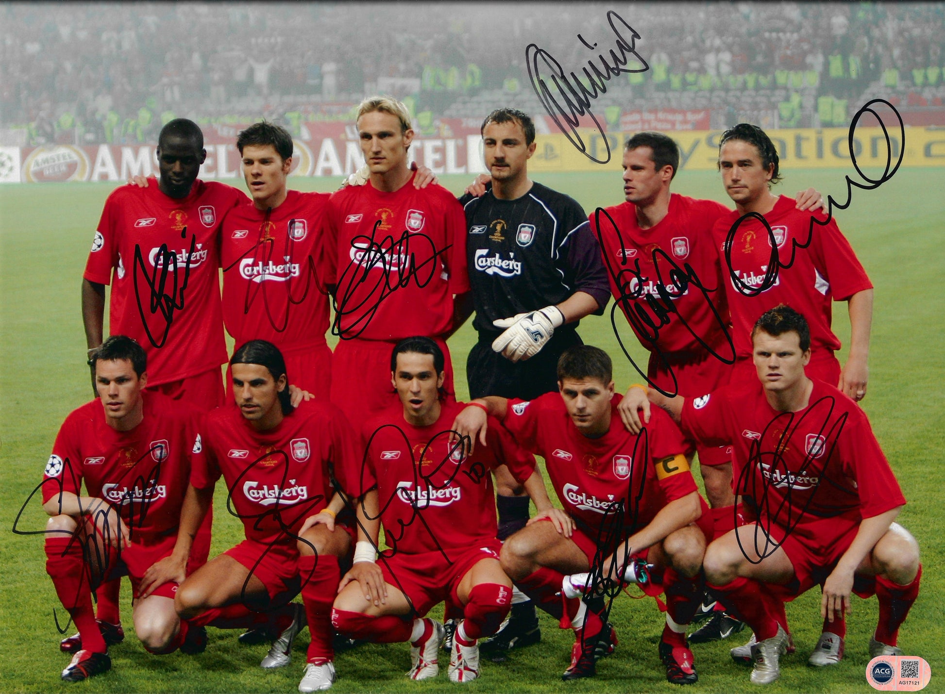 LIVERPOOL FC SIGNED ISTANBUL 2005 STARTING XI 16x12 PHOTO (ACG CERT AG17121)-1