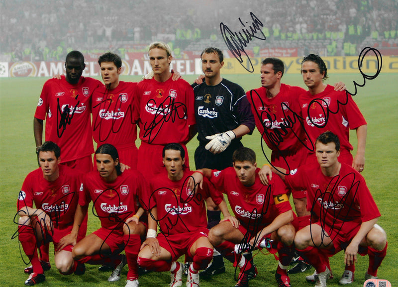 LIVERPOOL FC SIGNED ISTANBUL 2005 STARTING XI 16x12 PHOTO (ACG CERT AG17122)-1