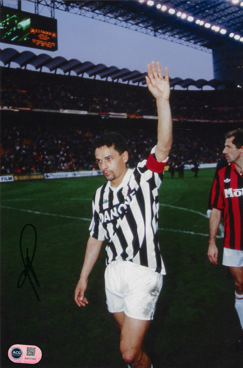 ROBERTO BAGGIO SIGNED 12x8 JUVENTUS ITALY LEGEND PHOTO (ACG CERT AG17160)-1