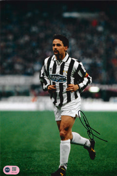 ROBERTO BAGGIO SIGNED 12x8 JUVENTUS ITALY LEGEND PHOTO (ACG CERT AG17159)-1
