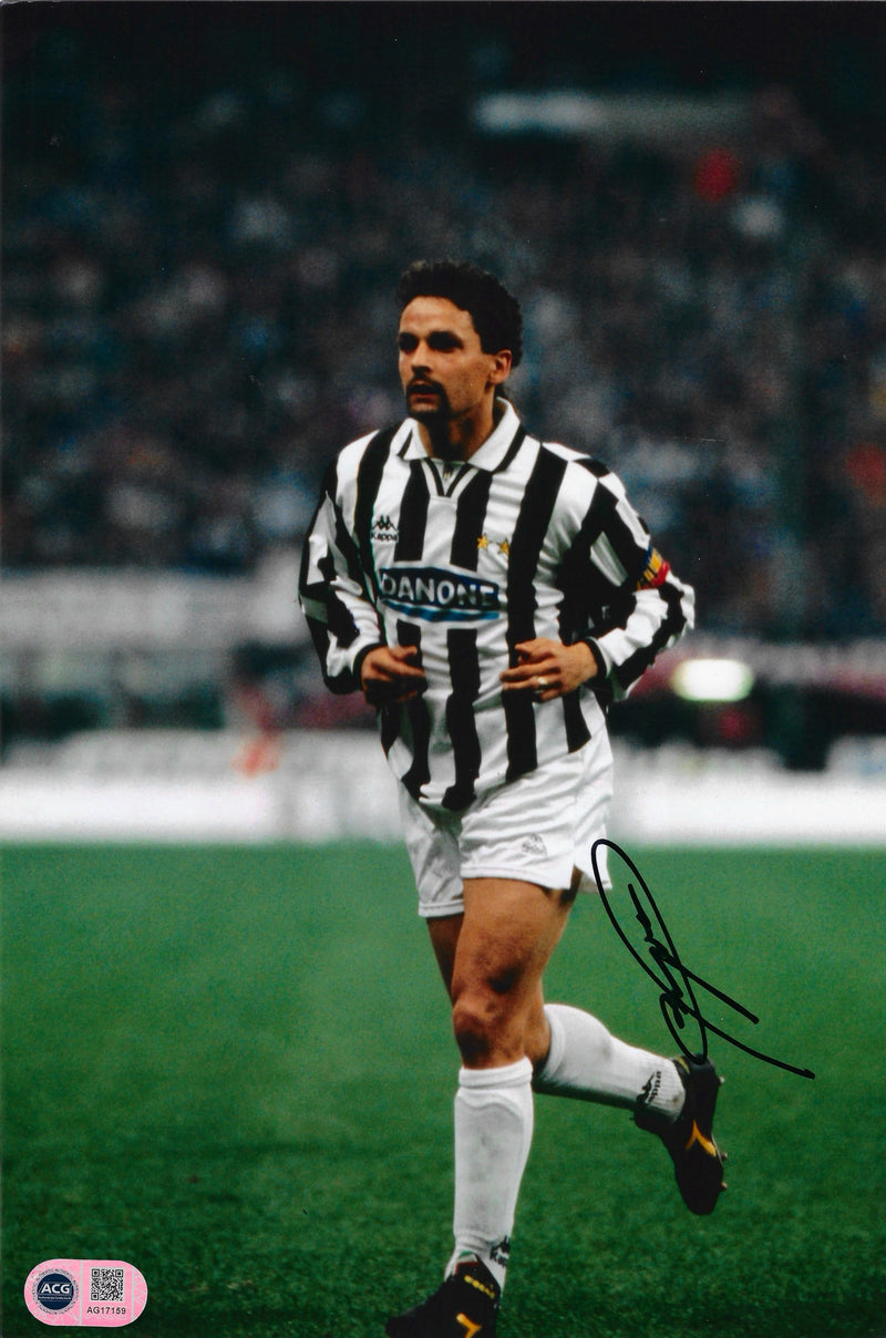 ROBERTO BAGGIO SIGNED 12x8 JUVENTUS ITALY LEGEND PHOTO (ACG CERT AG17159)-1