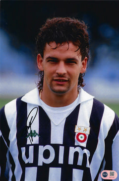 ROBERTO BAGGIO SIGNED 12x8 JUVENTUS ITALY LEGEND PHOTO (ACG CERT AG17157)-1