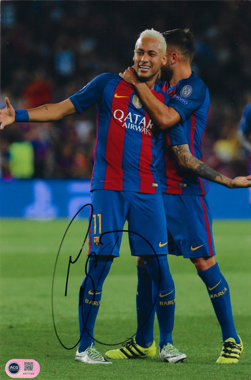 NEYMAR JR. SIGNED FC BARCELONA BRAZIL 12x8 PHOTO (ACG CERT AG17153)-1