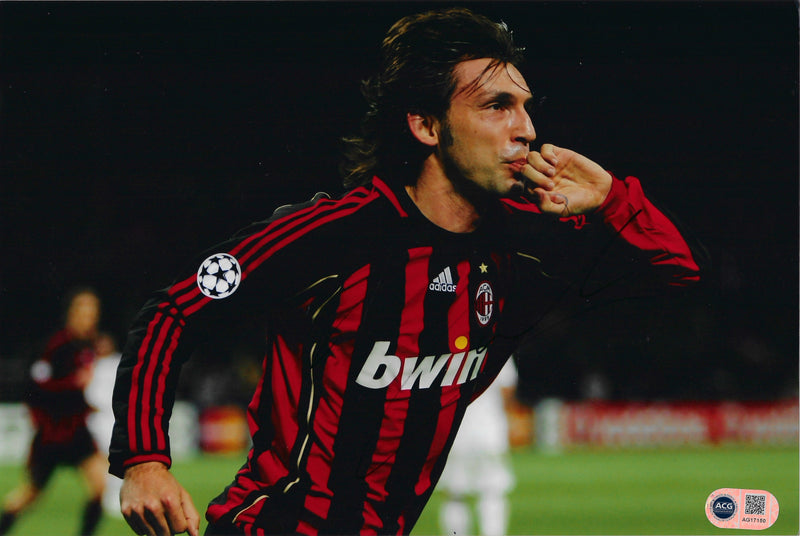 ANDREA PIRLO SIGNED AC MILAN LEGEND 12x8 PHOTO (ACG CERT AG17150)-1