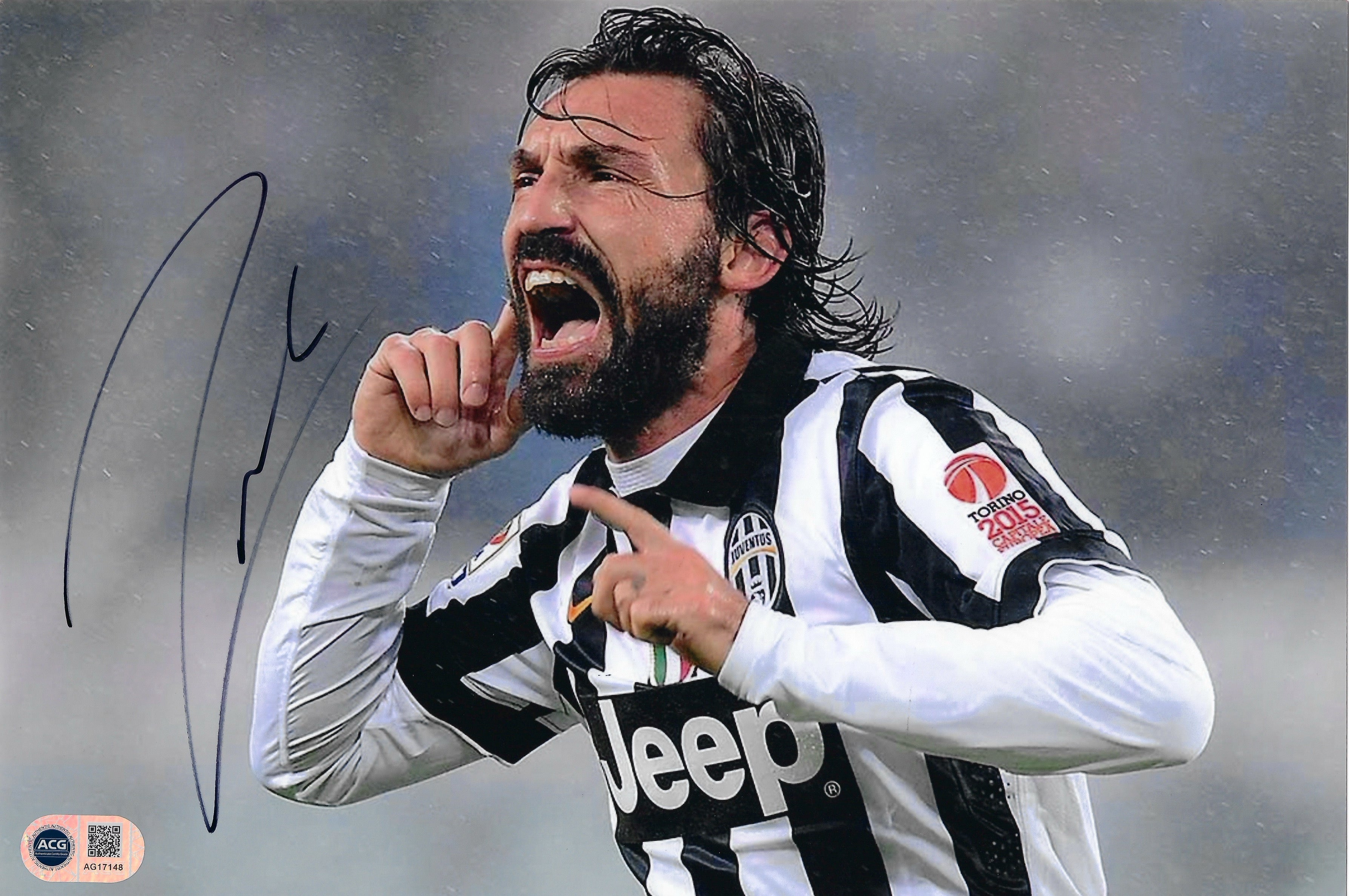 ANDREA PIRLO SIGNED JUVENTUS LEGEND 12x8 PHOTO (ACG CERT AG17148)