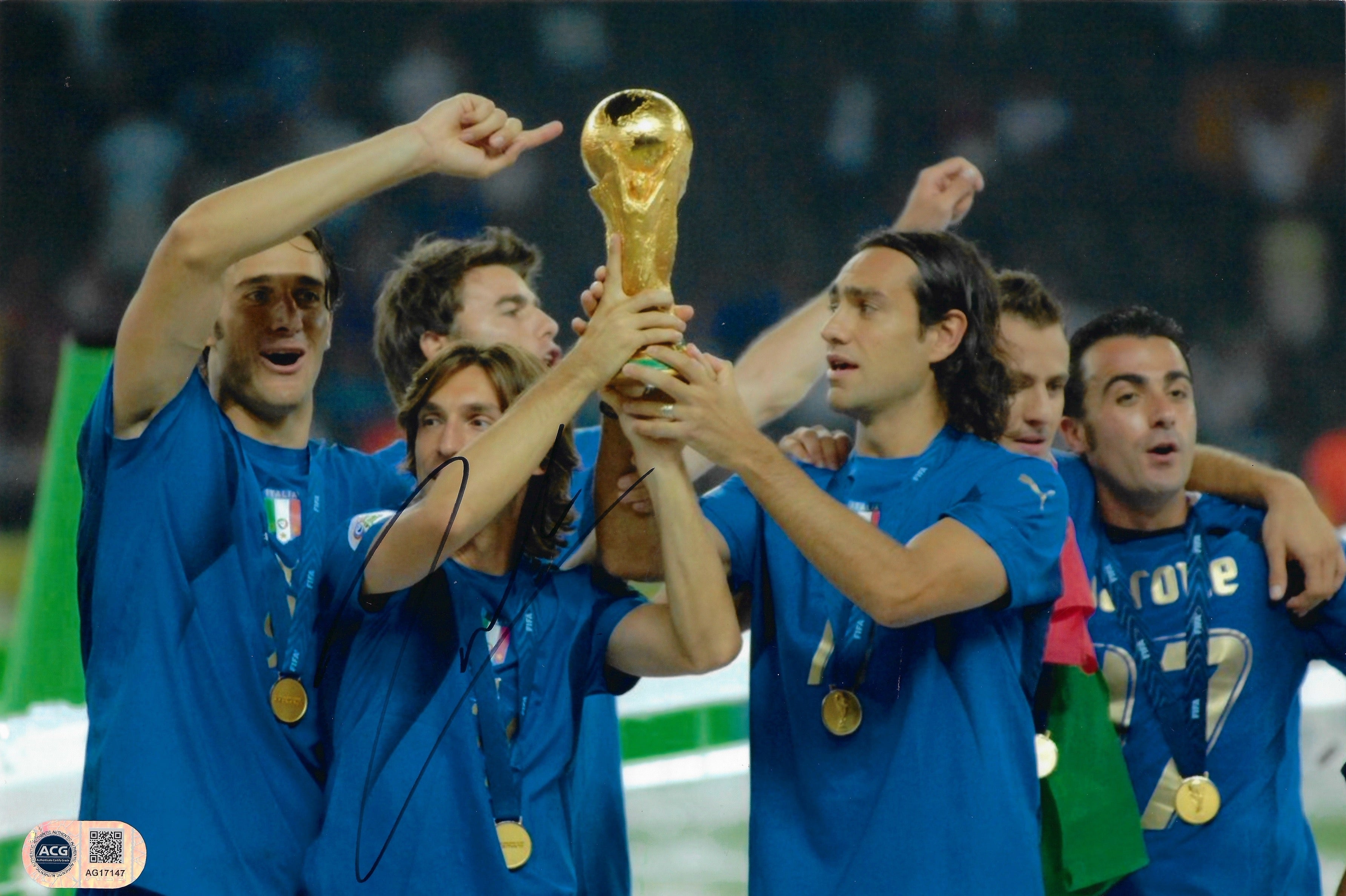 ANDREA PIRLO SIGNED ITALY LEGEND 12x8 PHOTO (ACG CERT AG17147)