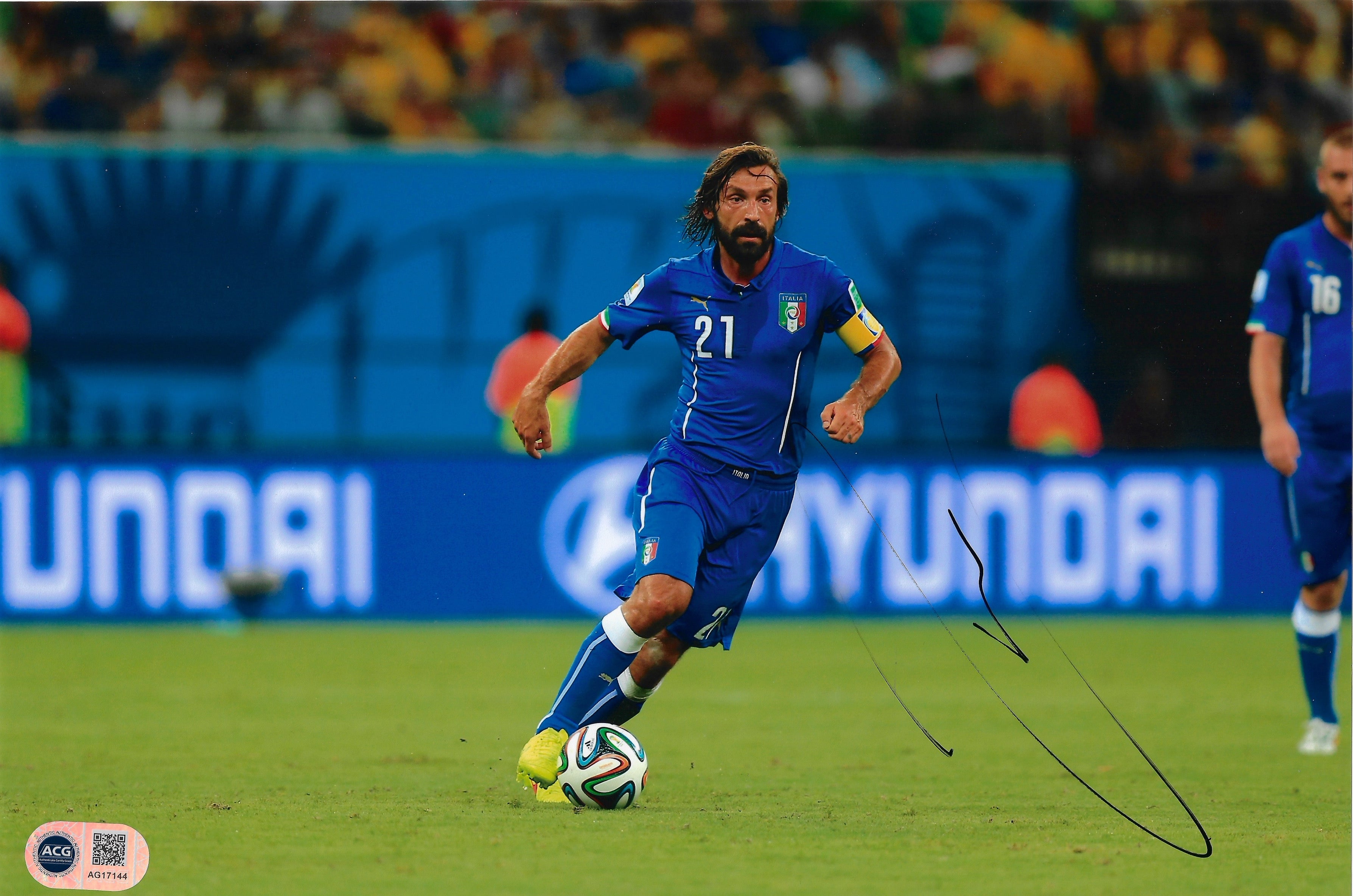 ANDREA PIRLO SIGNED ITALY LEGEND 12x8 PHOTO (ACG CERT AG17144)