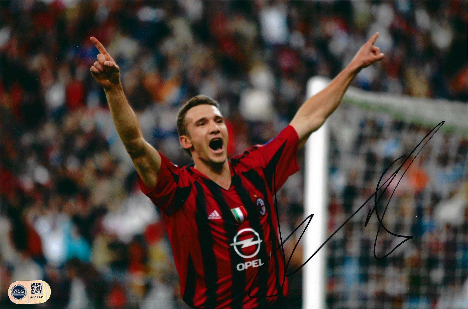 ANDRIY SHEVCHENKO SIGNED AC MILAN LEGEND 12X8 PHOTO (ACG CERT AG17141)-1