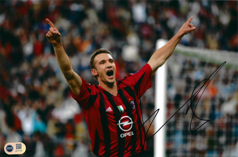 ANDRIY SHEVCHENKO SIGNED AC MILAN LEGEND 12X8 PHOTO (ACG CERT AG17141)-1