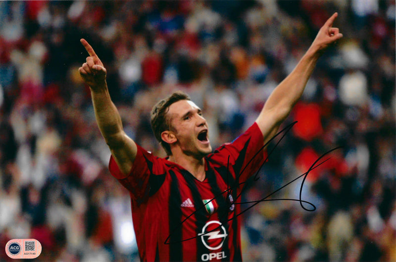 ANDRIY SHEVCHENKO SIGNED AC MILAN LEGEND 12X8 PHOTO (ACG CERT AG17140)-1