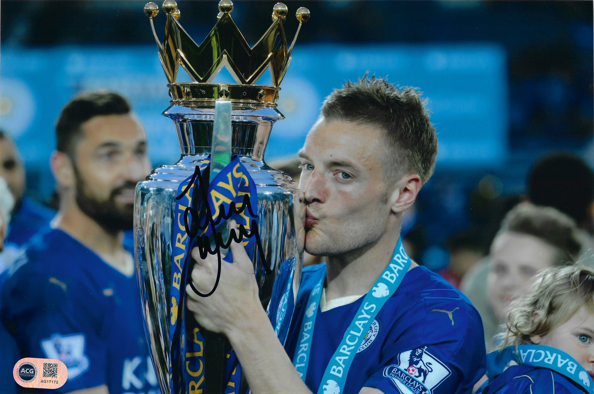 JAMIE VARDY SIGNED LEICESTER CITY PL CHAMPIONS 12X8 PHOTO (ACG CERT AG17172)-1