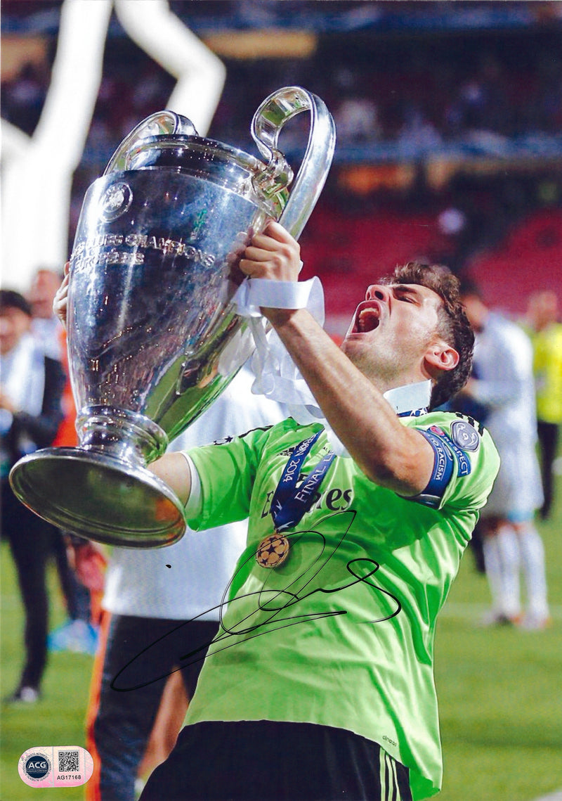 IKER CASILLAS SIGNED REAL MADRID UCL WINNERS 12X8 PHOTO (ACG CERT AG17168)-1